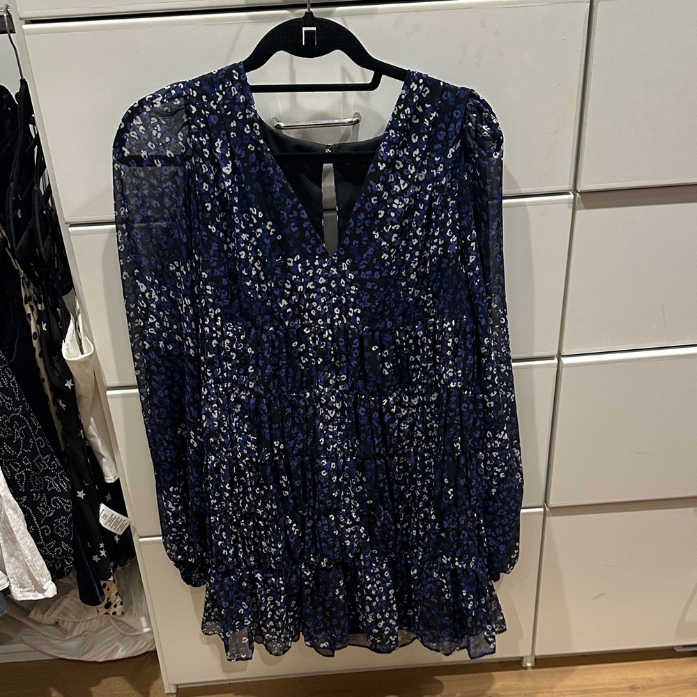 Sheer Blue and White Patterned Dress